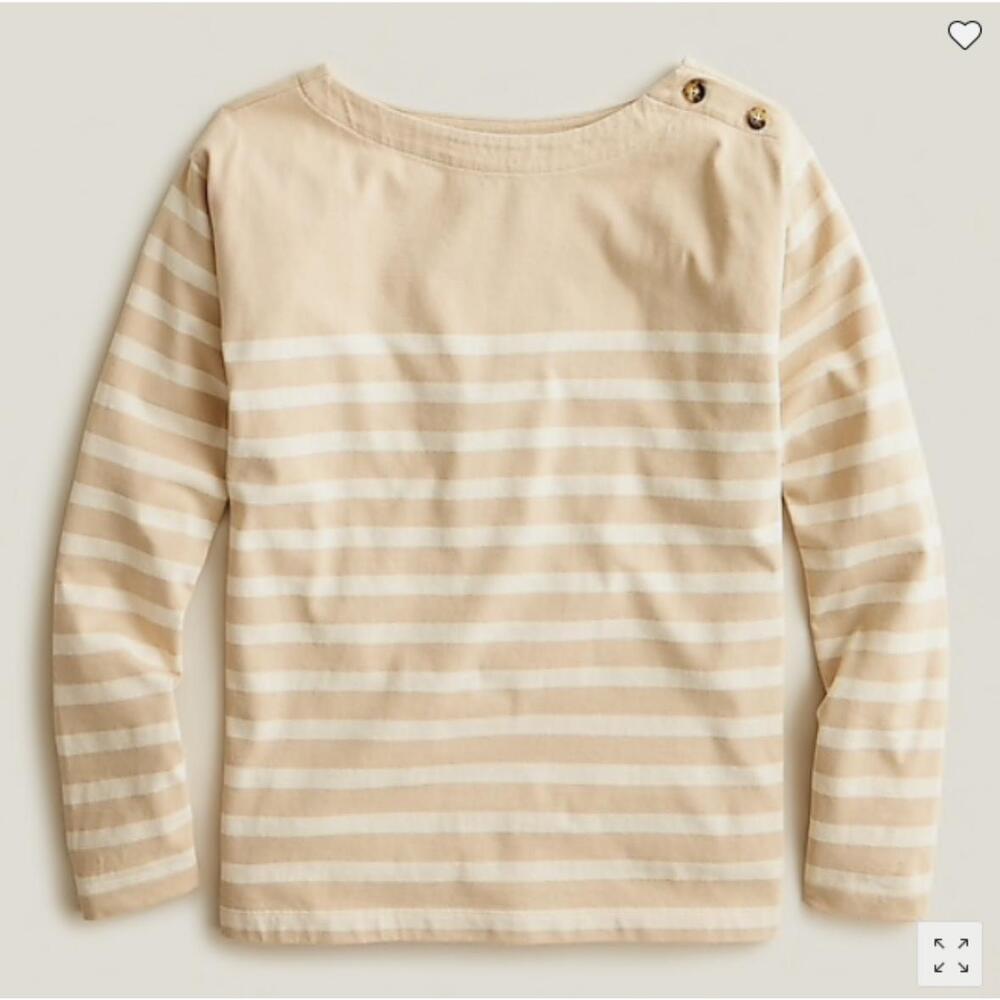 J.Crew Women’s Mariner Cloth Boatneck T-shirt in Beechwood Dusty Ivory Medium